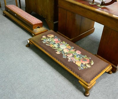 Lot 1142 - Six various stools comprising pair of Victorian needlework box stools, small example on ball...