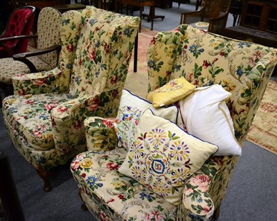 Lot 1167 - Pair of George III wingback armchairs