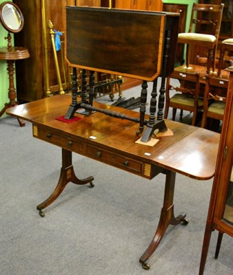 Lot 1193 - A Regency mahogany sofa table, together with an Edwardian mahogany and satinwood cross banded...