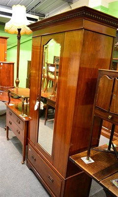 Lot 1207 - An inlaid mahogany mirror fronted wardrobe with matching dressing table