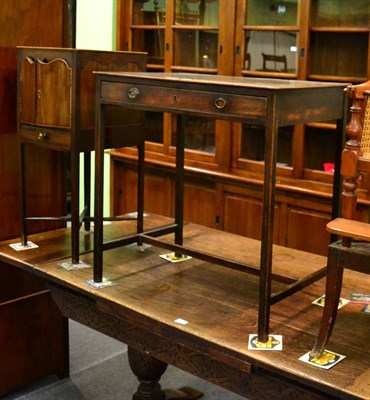 Lot 1209 - George III Provincial oak side table, together with a mahogany pot cupboard of similar date