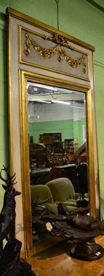 Lot 1226 - A parcel gilt and painted trumeau wall mirror