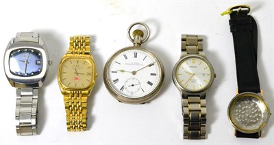 Lot 7 - A Tissot Seastar wristwatch, an Omega plated wristwatch, an Omega Seamaster steel case, Seiko...