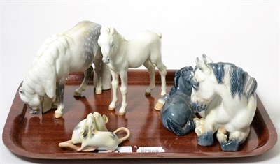 Lot 55 - Three Royal Copenhagen models of horses and a pair of mice