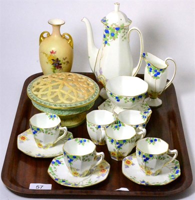 Lot 57 - Royal Doulton floral painted coffee set, a Royal Worcester vase (restored) together with a...
