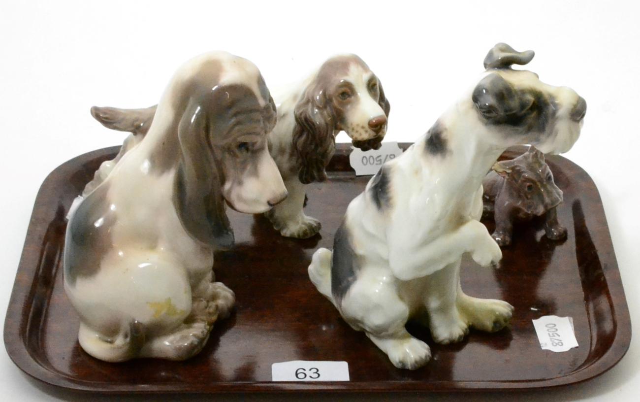 Lot 63 - Five Dahl Jensen porcelain models of dogs