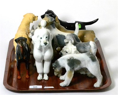 Lot 98 - Seven Royal Copenhagen porcelain models of dogs; together with three Beswick Dogs: Labrador...