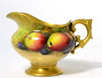 Lot 120 - A Royal Worcester china cream jug painted with fruit by W H Austin