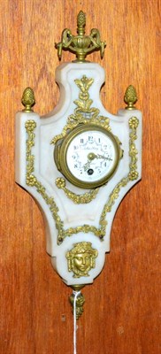 Lot 141 - A marble and gilt metal mounted wall timepiece, circa 1910, scroll, floral, acorn and mask gilt...