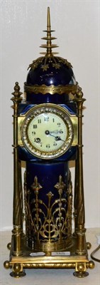 Lot 165 - A brass and porcelain clock (a.f)