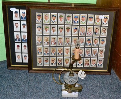 Lot 166 - A set of Wills cigarette cards, a set of players cigarette cards both framed and a vaseline...