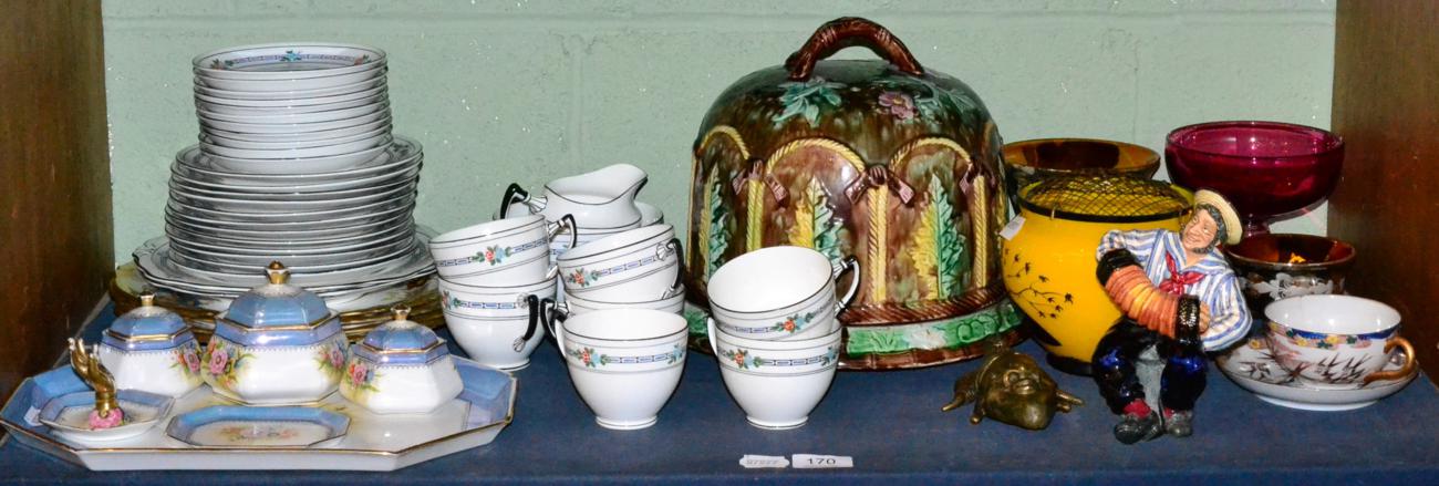 Lot 170 - A Majolica cheese dome and stand, together with a Wetley china tea service; a Royal Doulton...