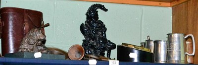 Lot 172 - Collectable items including pewter tankards, Punch cast iron doorstop, bronzed dog figure, pair...