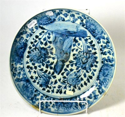 Lot 179 - Ming dish, provincial (restored) blue and white, 16th century provincial