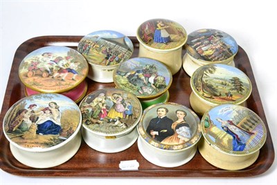 Lot 183 - A collection of ten Prattware pot lids