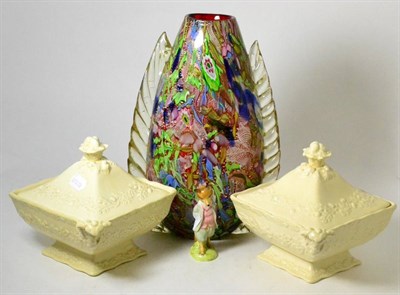 Lot 184 - Early Beswick pottery ";Foxy Whiskered Gentleman"; figure; Murano glass vase and two creamware...