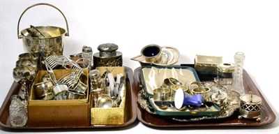 Lot 186 - A group of silver including cigarette case; cigarette box; cased set of teaspoons; cut glass...