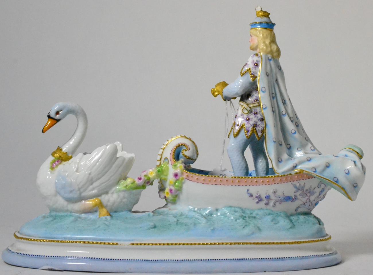 Lot 195 - A late 19th century porcelain figure of Lohengrim (The Swan Knight), by Vion and Baury