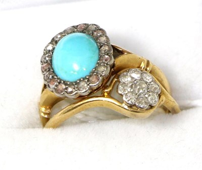 Lot 230 - An 18ct gold turquoise ring and an 18ct gold flower head ring