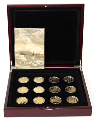 Lot 294 - The Golden History of Powered Flight, a set of twelve Solomon Islands 25 dollar silver gift...