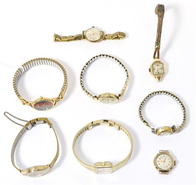 Lot 305 - Four lady's gold wristwatches and four gilt metal examples