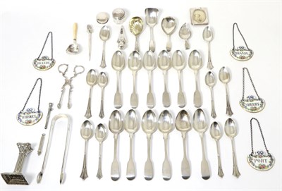 Lot 312 - A set of six early Victorian silver fiddle pattern teaspoons, Exeter, 1845; together with...