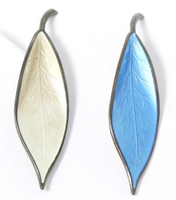 Lot 326 - Two David Anderson enamel leaf brooches