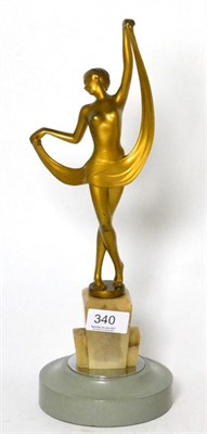 Lot 340 - Art Deco spelter figure modelled as a semi-nude woman, in the manner of Lorenzl, on an...