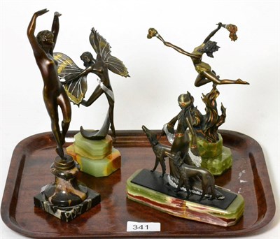 Lot 341 - Four Art Deco style spelter figures (4) (a.f)