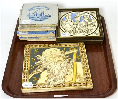 Lot 350 - A collection of 18th/19th century tiles comprising a Victorian Steele & Wood 'Old Time'...