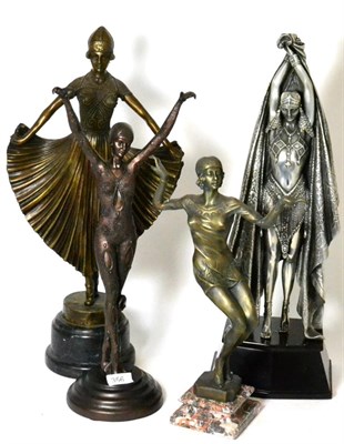 Lot 356 - Art Deco style reproduction large bronze figure of a dancing lady after Demetre H Chiparus,...