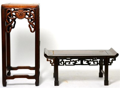 Lot 358 - A small Chinese hardwood pot stand, 19th century, and another low hardwood stand