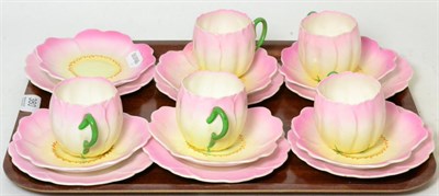 Lot 380 - A Royal Doulton part pink floral tea service Rg No. 778644