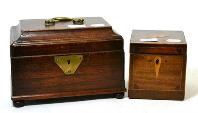 Lot 388 - A George III tea caddy and another string inlaid example