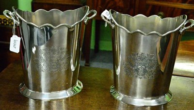 Lot 423 - Pair of wine coolers, silver plate