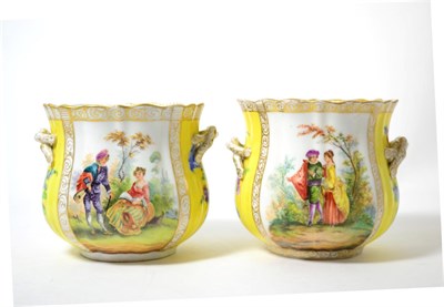 Lot 448 - A pair of Dresden cache pot vases