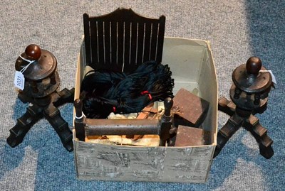 Lot 1031 - 19th century bobbin winder, resembling a bed, with slatted end, together with turner and...