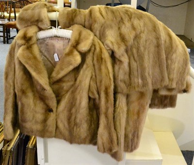 Lot 1034 - A Henri Bordand light mink fur jacket, another similar and long light mink fur coat