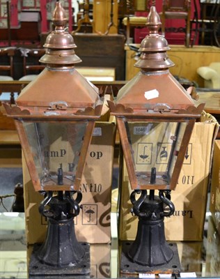 Lot 1046 - A pair of copper lamps