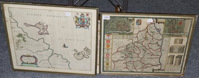 Lot 1084 - A hand coloured map by John Speede together with another hand coloured map of Holy Island etc