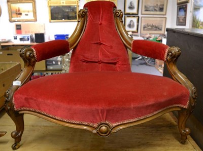 Lot 1089 - A walnut framed Victorian upholstered corner chair