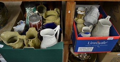 Lot 1122 - A collection of assorted Victorian stoneware, ironstone and pottery jugs