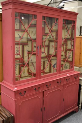 Lot 1160 - A painted astragal glazed bookcase cabinet