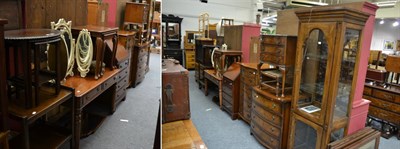 Lot 1165 - A group of furniture comprising nest of tables, two tier trolley, dressing table, footstool,...