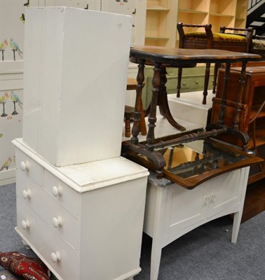 Lot 1173 - A 19th century occasional games table, a washstand, a mirror and two painted chests of drawers