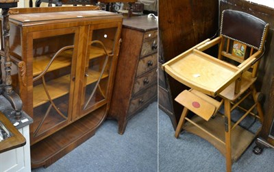 Lot 1174 - A Babebuilt highchair together with a 1950's glazed display cabinet