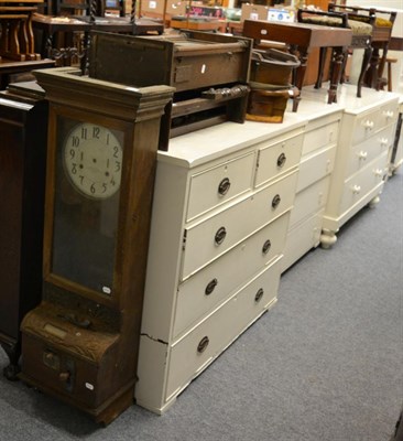 Lot 1177 - Time recording machine and four wall clock cases