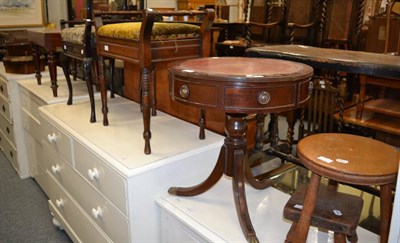 Lot 1179 - Two rustic stools, a commode stool, two piano stools