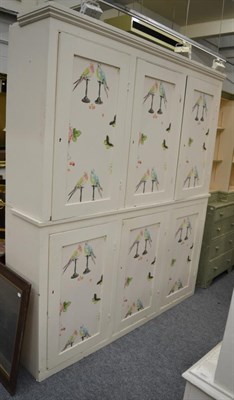 Lot 1180 - A painted Victorian pine press cupboard