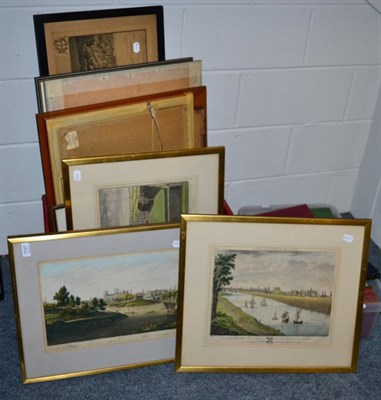 Lot 1197 - A quantity of framed articles including hand coloured engravings and needleworks